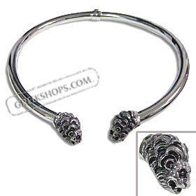 The Venus Collection - Platinum Plated Sterling Silver Necklace - Double Lions Head