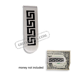 Stainless Steel Money Clip - Greek Key Motif 