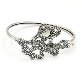 Minoan Octopus Sterling Silver Cuff Bracelet