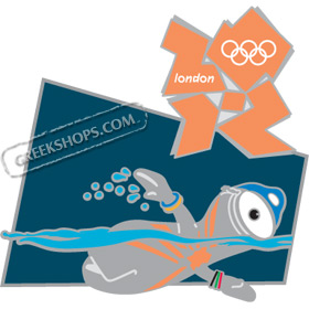 London 2012 Mascot Wenlock Swimming Sports Pin