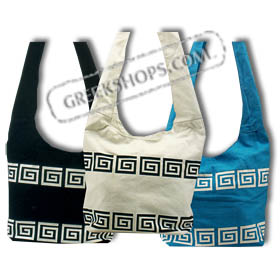 Canvas Greek Key Shoulder Bag Style BG38