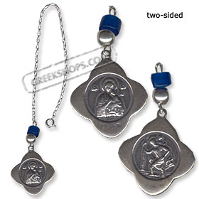 Sterling Silver Rear-View Mirror Charm - Virgin Mary and St. Christopher