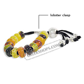 Suede Pandora - Style Bracelet with Natural Amber & Sterling Silver Beads
