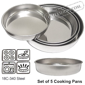 Stainless Steel Cooking Pans - Set of 5 Round Tapsia Pans - 18C-340 Steel