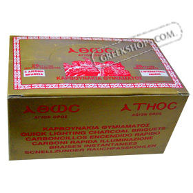 Mount Athos Charcoal (Karvounakia) for Incense Burners - 26 rolls 