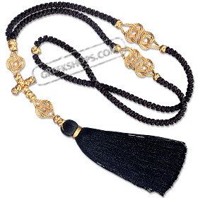 Komboskini Greek Extra Long Prayer Rope with Cross & Gold Thread