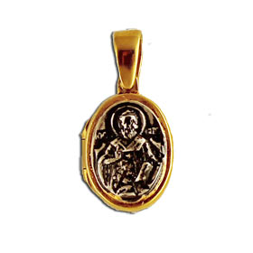 St. Nicholaos Sterling Silver Pendant / Locket with Gold Plated casing