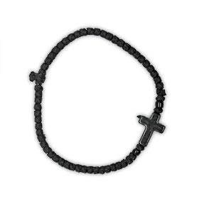 Thin Komboskini Bracelet with black vintage cross