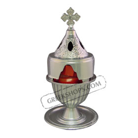 Silver Metallic Vigil Oil Candle ( Kandili ) 