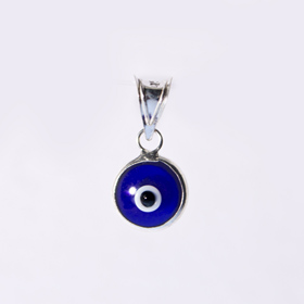 Sterling Silver - Evil Eye 2 Sided Pendant (8mm) 