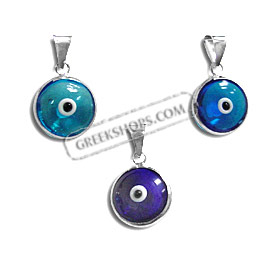 Sterling Silver - Evil Eye 2 Sided Pendant (14mm) 