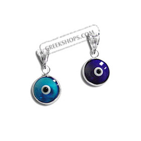 Sterling Silver - Evil Eye 2 Sided Pendant (10mm) 