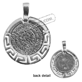 Sterling Silver Pendant - Phaistos Disk With Greek Key (24mm)
