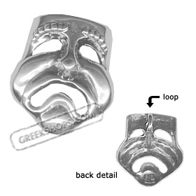 Sterling Silver Pendant - Classic Tragedy Mask Large (28mm)