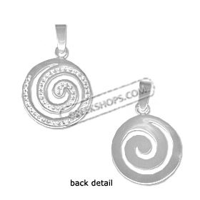 Sterling Silver Pendant - Swirl Motif with Swarovski Crystals Small (17mm)