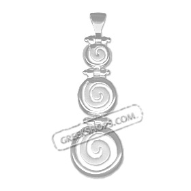 Sterling Silver Pendant - Triple Swirl Motif Sandblasted (40mm)