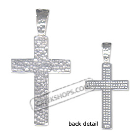 Sterling Silver Pendant - Hammered Cross (31mm)