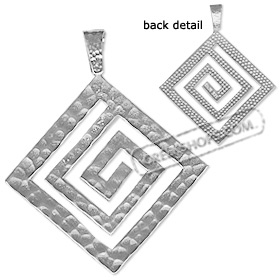 Sterling Silver Pendant - Punched Silver Greek Key (53mm)