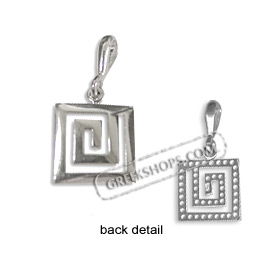Sterling Silver Pendant - Greek Key Square Small (11mm)