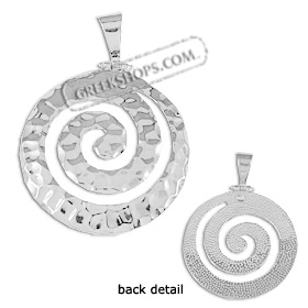 Sterling Silver Pendant - Hammered Swirl Motif (41mm)