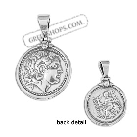 Sterling Silver Pendant - Ancient Tetradrachm Silver Coin (27mm)