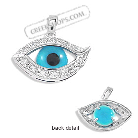 The Amphitrite Collection - Sterling Silver Pendant - Eye with Cubic Zirconia (25mm)