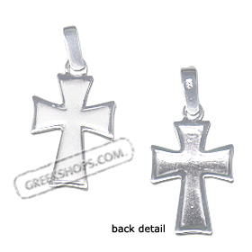 Sterling Silver Pendant - Sandblasted Flared Cross (30mm)