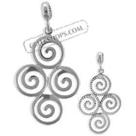The Ariadne Collection - Sterling Silver Pendant - Cluster of Four Swirl Motif (31mm)