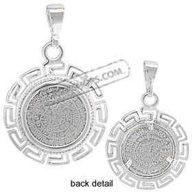 Sterling Silver Pendant  - Phaistos Disk w/ Greek Key Motif (25mm)