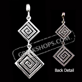 Sterling Silver Pendant - Double Greek Key Motif Diamond (46mm)