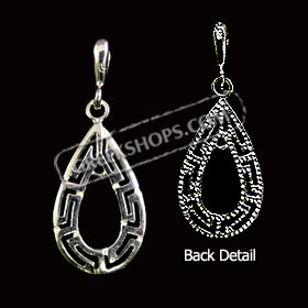 Sterling Silver Pendant - Greek Key Teardrop (34mm)