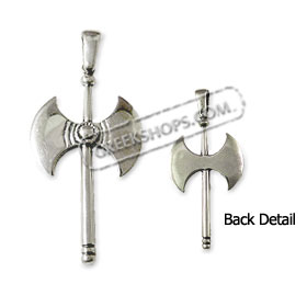 Sterling Silver Pendant - Decorated Minoan Double Axe (40mm)