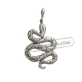 Sterling Silver Pendant - Archaic Textured Serpant (38mm)