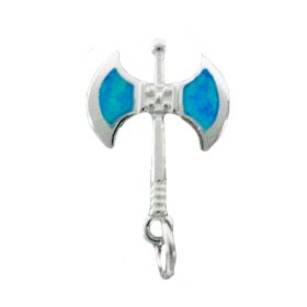 The Neptune Collection - Sterling Silver Pendant -  Minoan Axe and Opal (10mm)