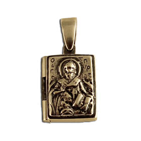 St. Spyridon Sterling Silver Square Locket Pendant 