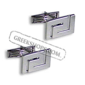 Sterling Silver Greek Key Cufflinks (11x17mm rectangle)