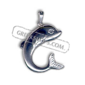 Sterling Silver Minoan Dolphin Pendant (30mm)