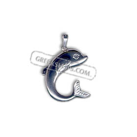 Sterling Silver Minoan Dolphin Pendant (25mm)