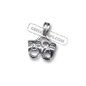 Sterling Silver Comedy and Tragedy Masks Pendant (25x13mm)