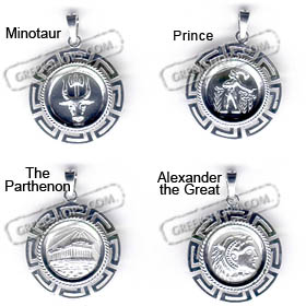 Sterling Silver Pendant - Two-Sided Circular 2.3 cm - 4 styles - Alexander, Parthenon, and more