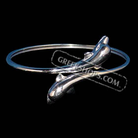 Sterling Silver Double Dolphin Cuff Bracelet (6cm)