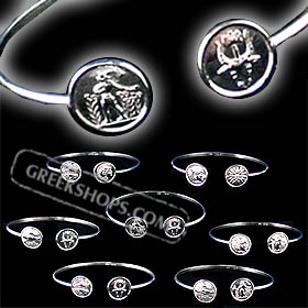 Silver Circular Dual 15mm Symbols Cuff Bracelet (6cm) (Special 50% Off)