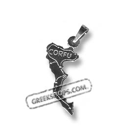 Sterling Silver Pendant - Greek Island Corfu (2.5cm)
