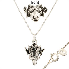 Sterling Silver Ram's Head Pendant w/ 18" chain