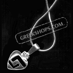 Sterling Silver Greek Key Heart Pendant Necklace