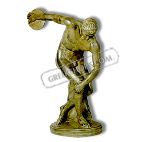 Discus Thrower Statue 20" (42 cm.) Bronze-colored