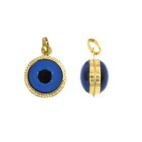 Evil Eye Pendant in 14k Solid Gold Casing, 10mm