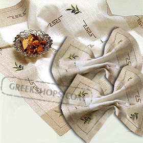 Style 8265 Table Runner+Placemats 3-Piece Set - Olives 
