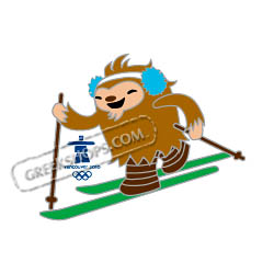 Vancouver 2010 Mascot Quatchi Cross Country Skiing Pin