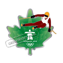 Vancouver 2010 Clear Green Leaf Skier Pin